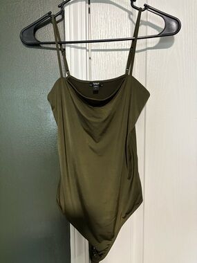 Small Satin Express Olive Green Bodysuit